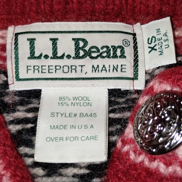 L.L.BEAN Freeport Maine Sweater 85% Wool 15% Nylon sz Extra Small Barbiecore Ski - Picture 10 of 13